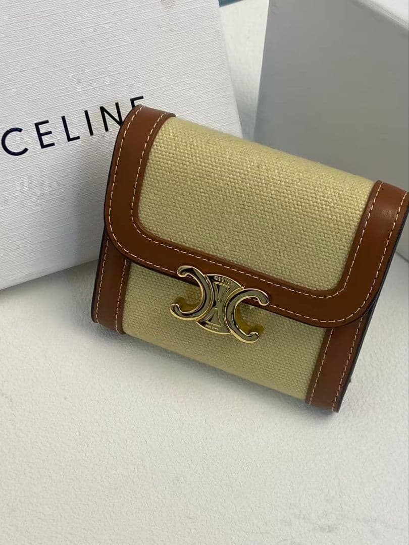user_063884d0 CELINE 三つ折り財布 ベージュ/ブラウン