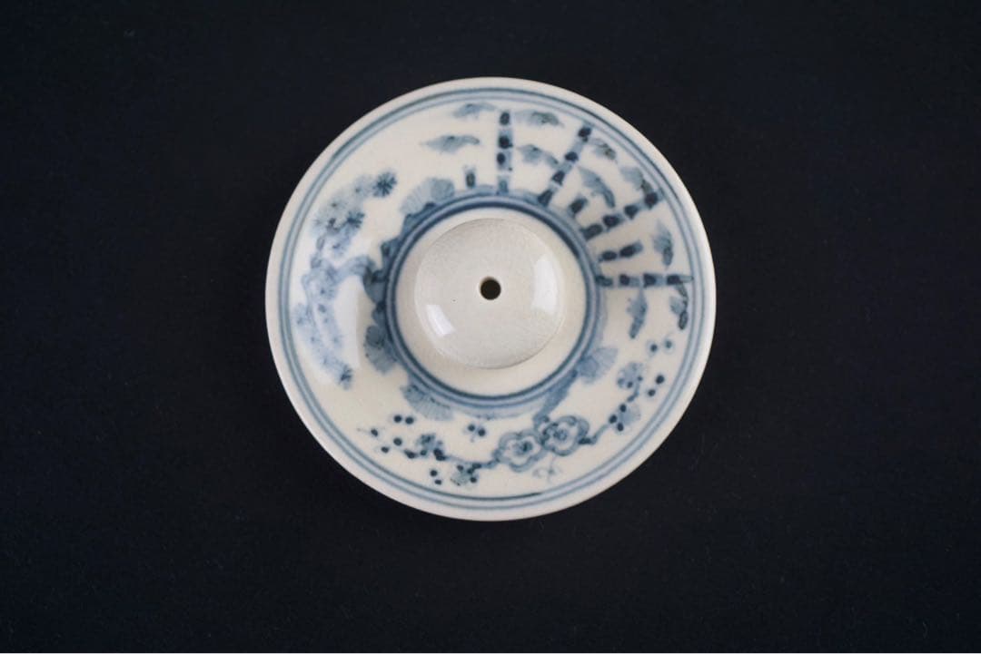 加藤唐三郎 造 染付 松竹梅 細水指 共箱 茶道具 中置