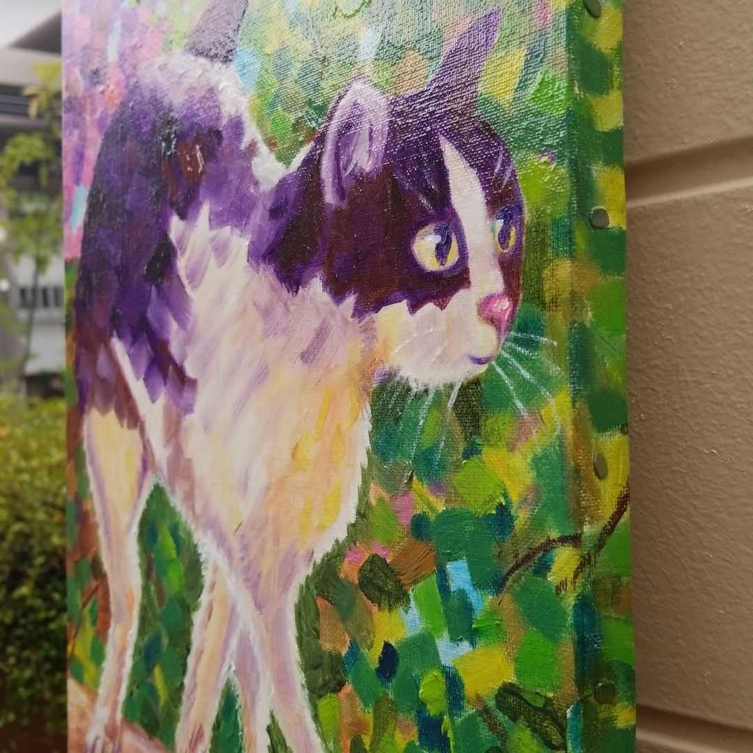 油絵　専用　向きを変える猫　 縦大きめ45.5cm