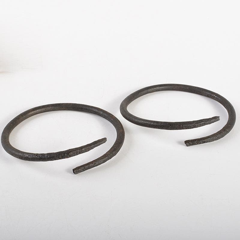 茶道具　釜師　高木治良兵衛造　鉄製　松葉鐶　石目鐶　丸鐶　共箱　3点　Ｖ6196