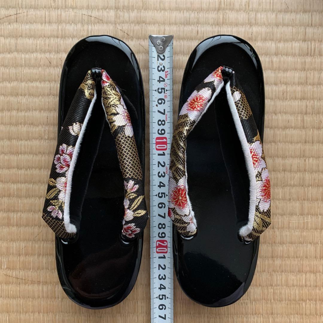 【最後の値下げ】和装用バッグと下駄セット　成人式バッグ黒　成人式草履黒