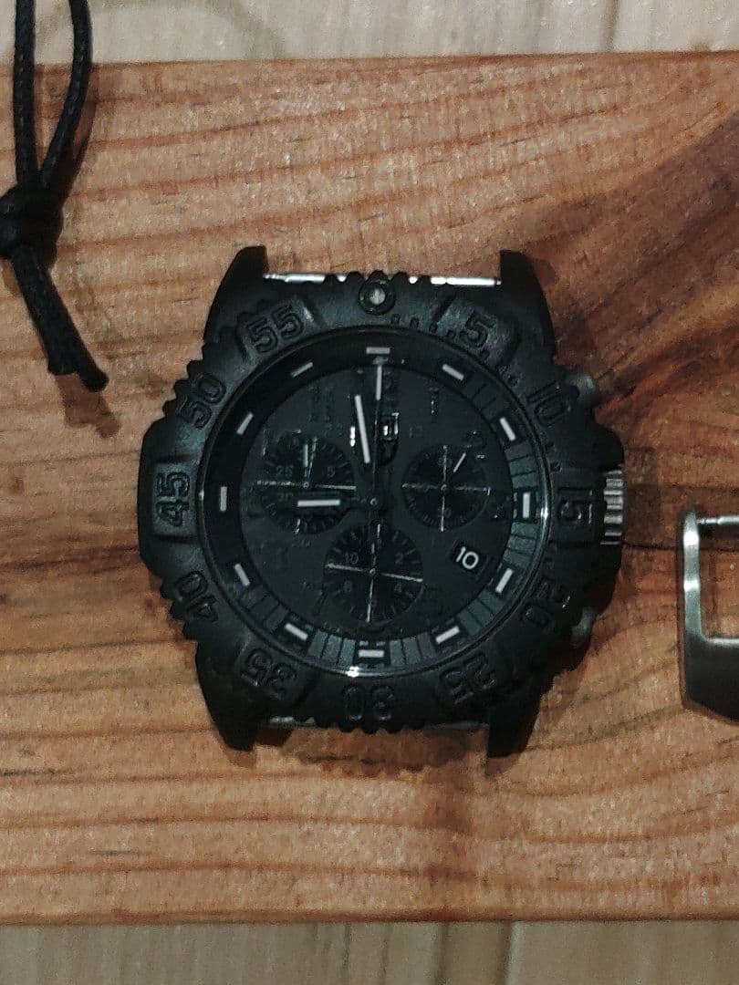 電池交換済　稼働品 LUMINOX 3080 黒 クロノ 箱説付