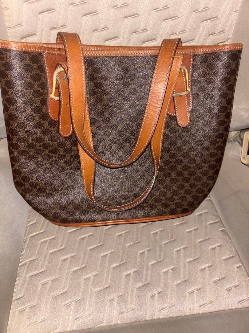 セリーヌ　マカダム　ダークブラウン ドットパターン トートバッグ