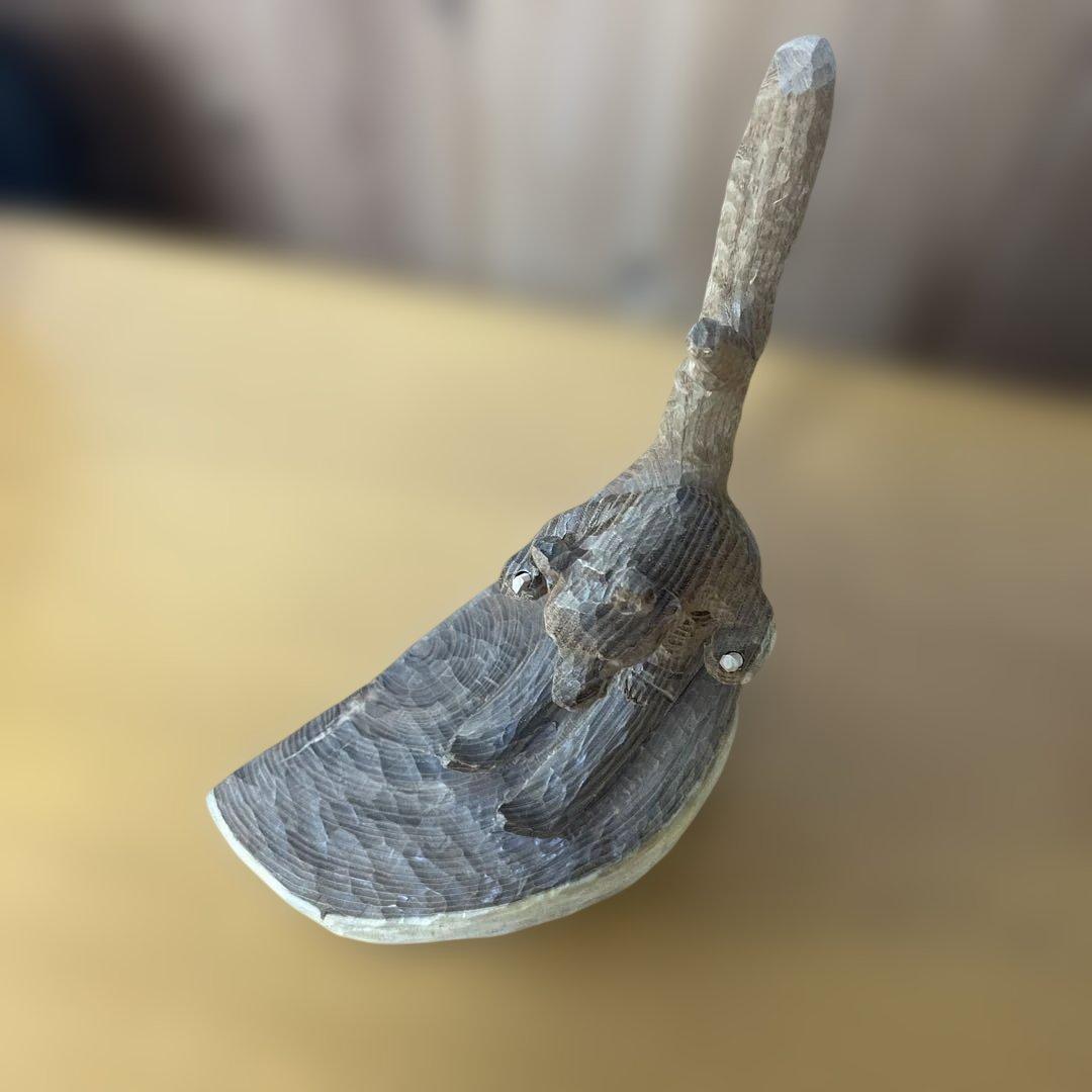 レア！　中川貞司　スキー熊　クマの彫刻 約20cm高