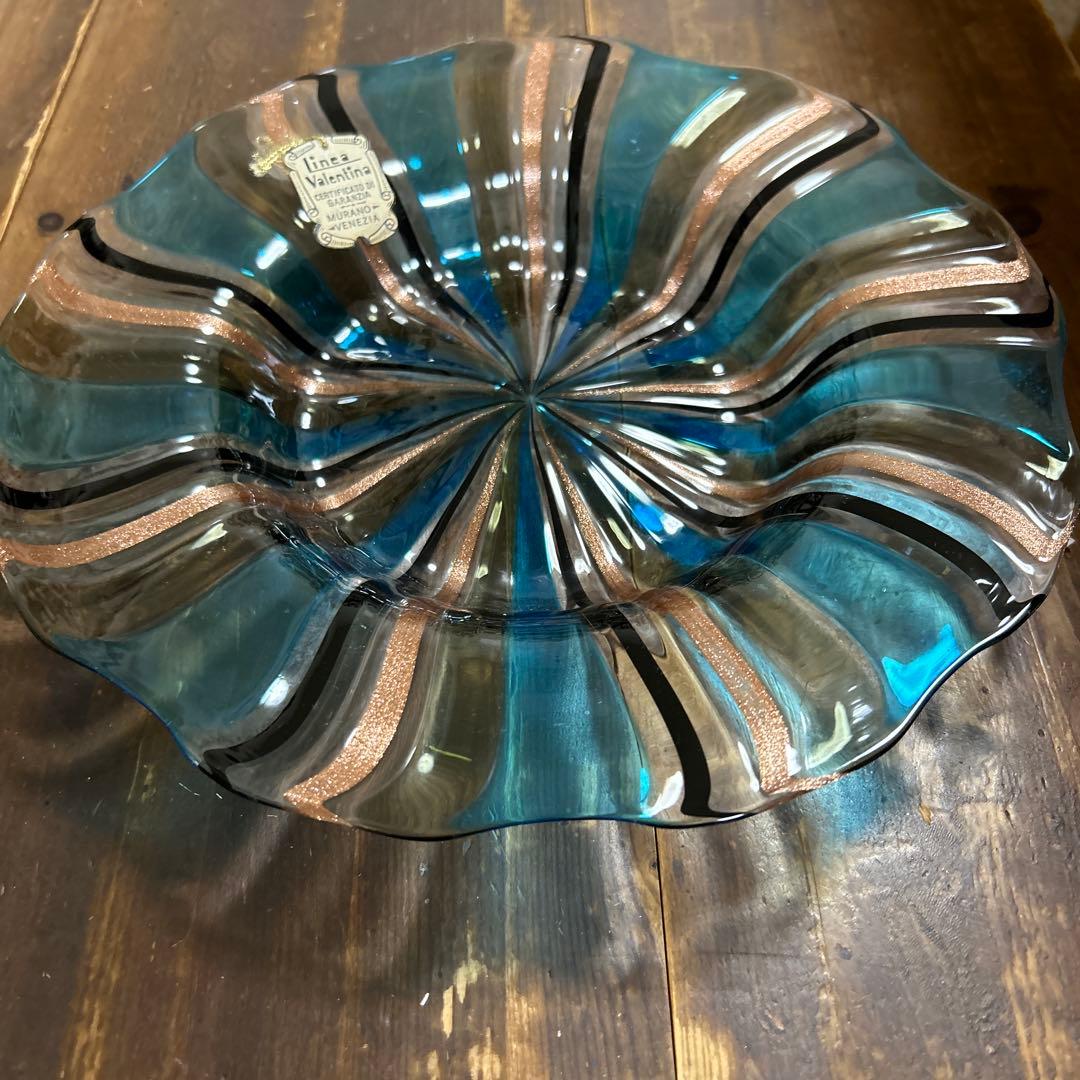 Linea Valentina 高級ヴェネチアガラス　金彩　ムラーノガラス　大皿