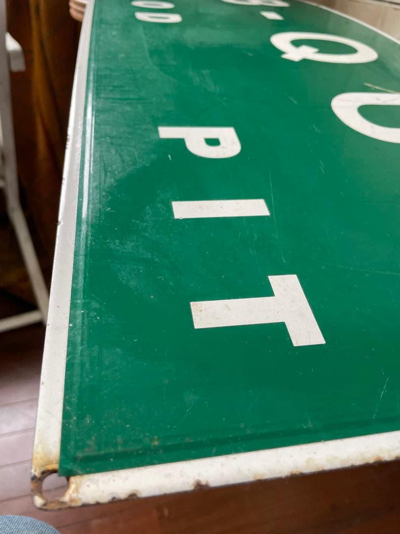 アンティーク　ホーロー　サイン　プレート　グリーン　看板　アメリカ　特大　レア
