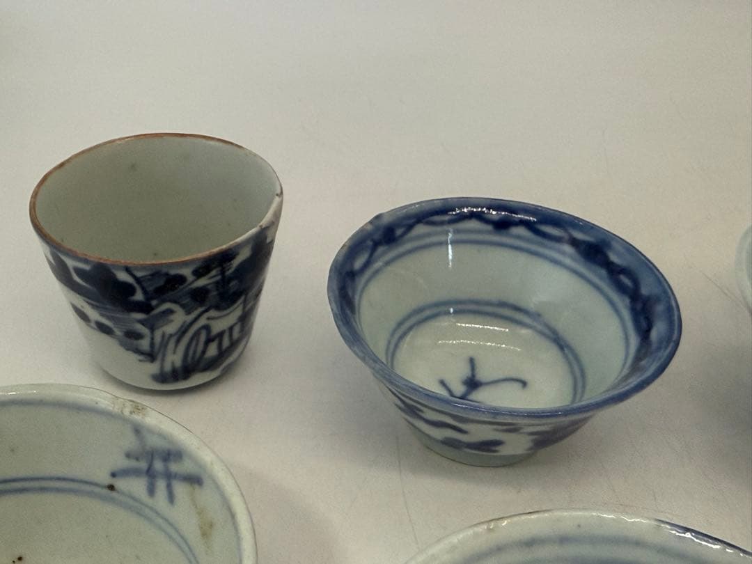 中国　清時代　染付　粉彩　湯呑み10点まとめ送料込み250125