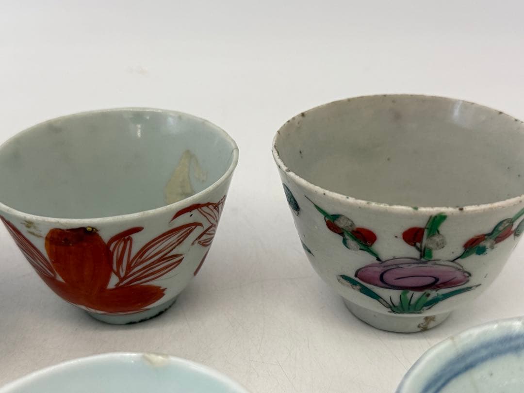 中国　清時代　染付　粉彩　湯呑み10点まとめ送料込み250125