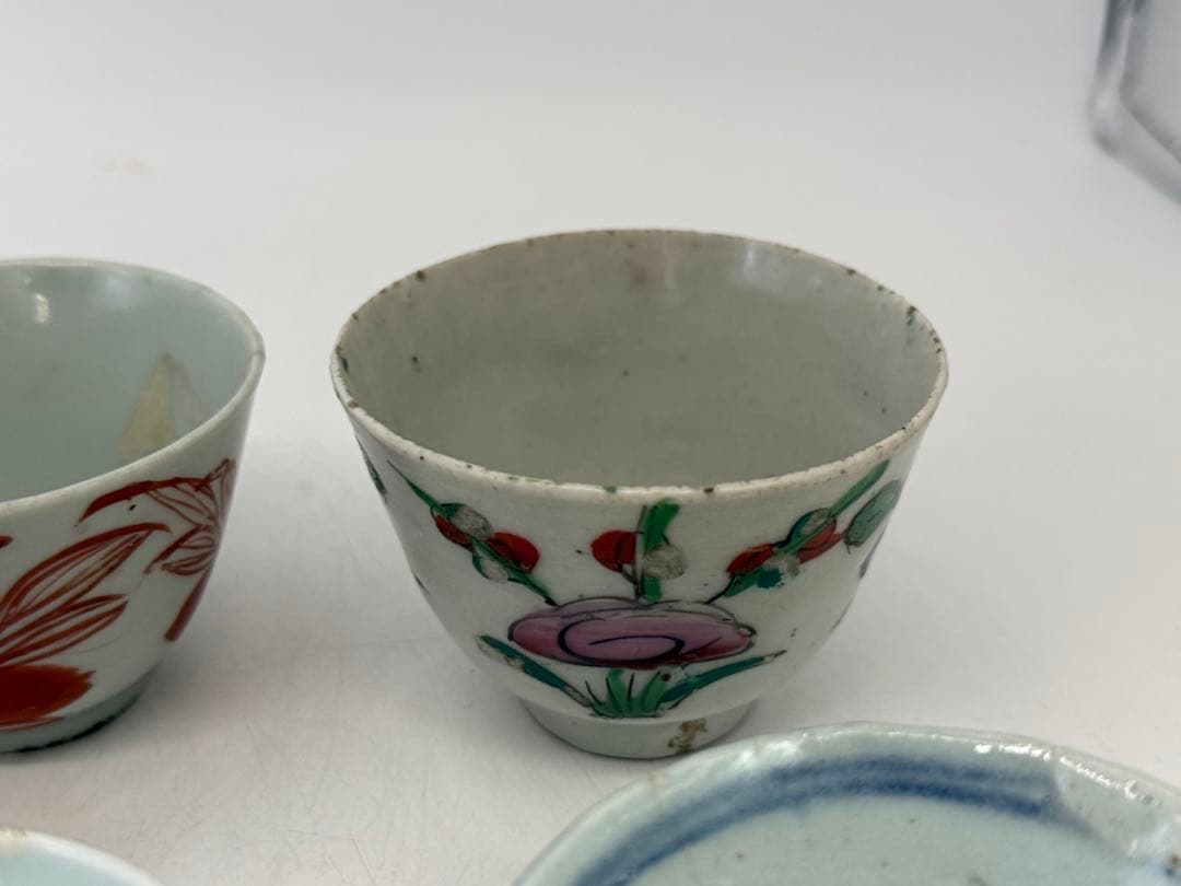 中国　清時代　染付　粉彩　湯呑み10点まとめ送料込み250125