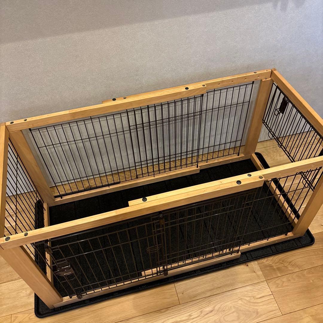 リッチェル 木製スライドペットサークル 屋根付き パピー 成犬 老犬