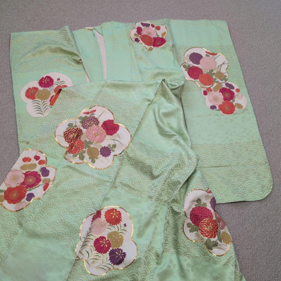 古典柄の正絹振袖　着物リメイク　3枚セットです