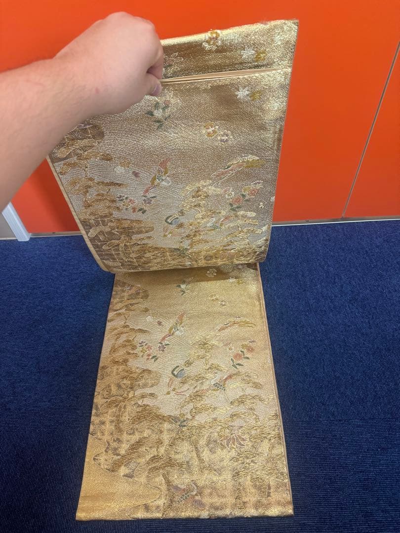 2668袋帯 古代彫金紋 西陣織 金糸　高級上質上品　約440cm 未使用