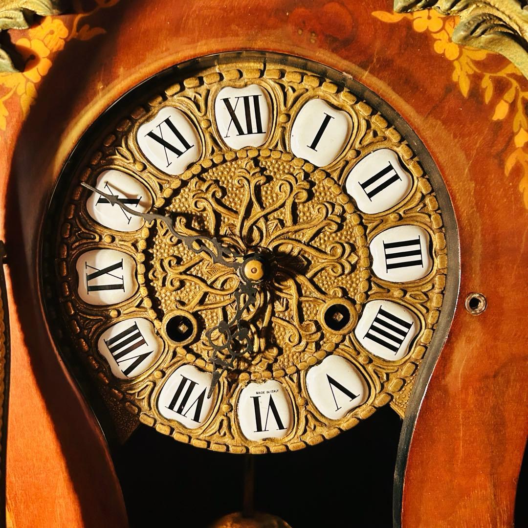 イタリア製　象嵌　置時計　ゼンマイ式振子時計