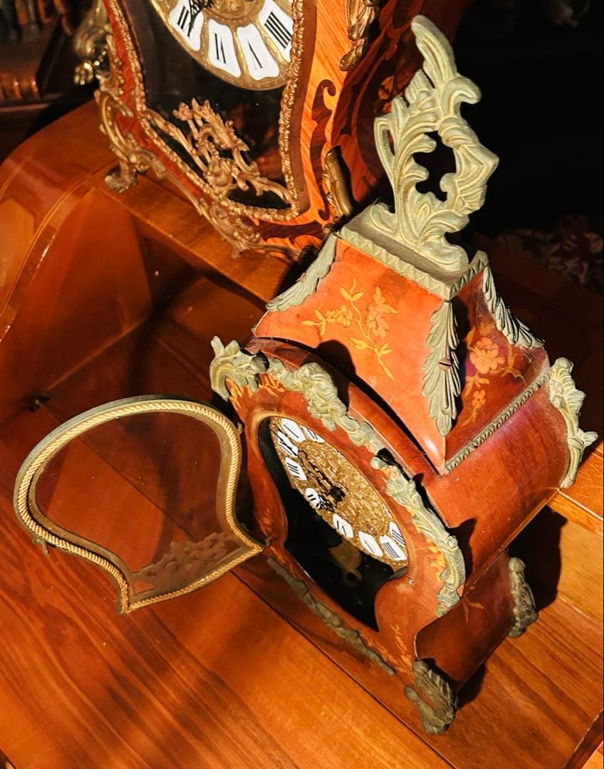 イタリア製　象嵌　置時計　ゼンマイ式振子時計