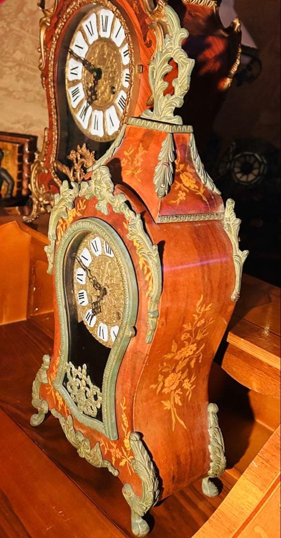 イタリア製　象嵌　置時計　ゼンマイ式振子時計