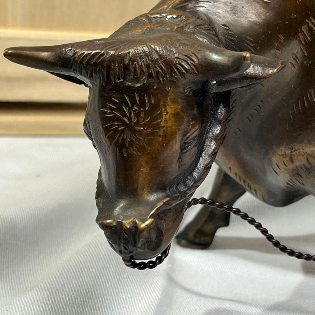 青銅製 置物 立牛童子 高岡伝統工芸士 瑞峰作 十牛図 騎牛帰家