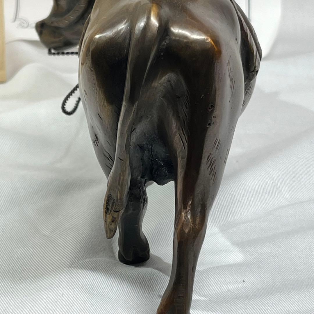 青銅製 置物 立牛童子 高岡伝統工芸士 瑞峰作 十牛図 騎牛帰家