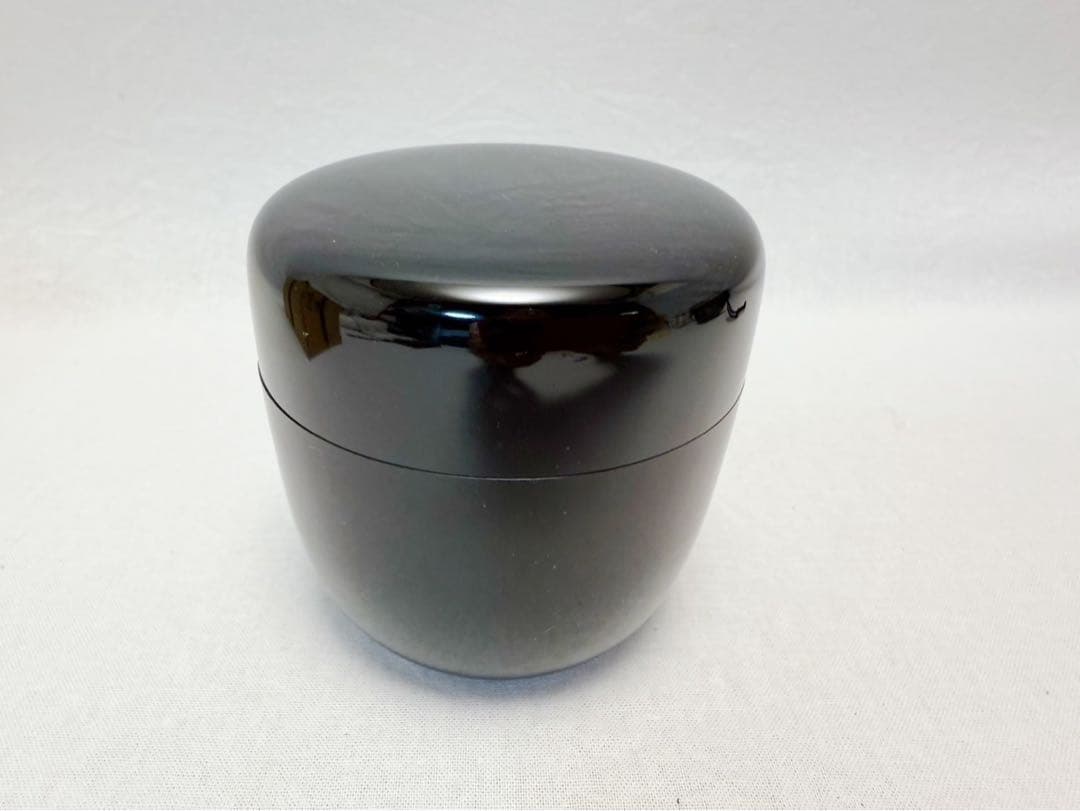 未使用 茶道具 輪島塗 木製 無地大棗 仕覆付 蓋内部 サイン 作家不明 共箱