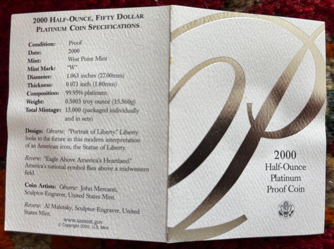 2000年 プラチナ 50ドル 