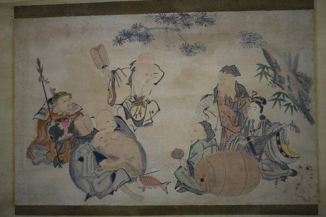 不詳/不明/七福神図/布袋屋掛軸HE-662