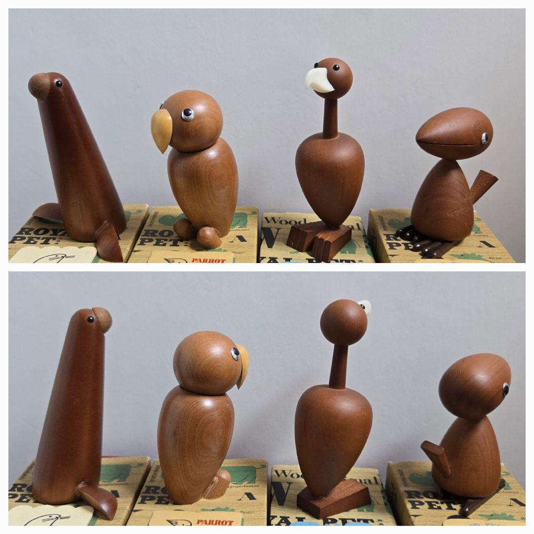 千趣会 ロイヤルペット 14体 箱&カード ヴィンテージ 木製 動物 オブジェ
