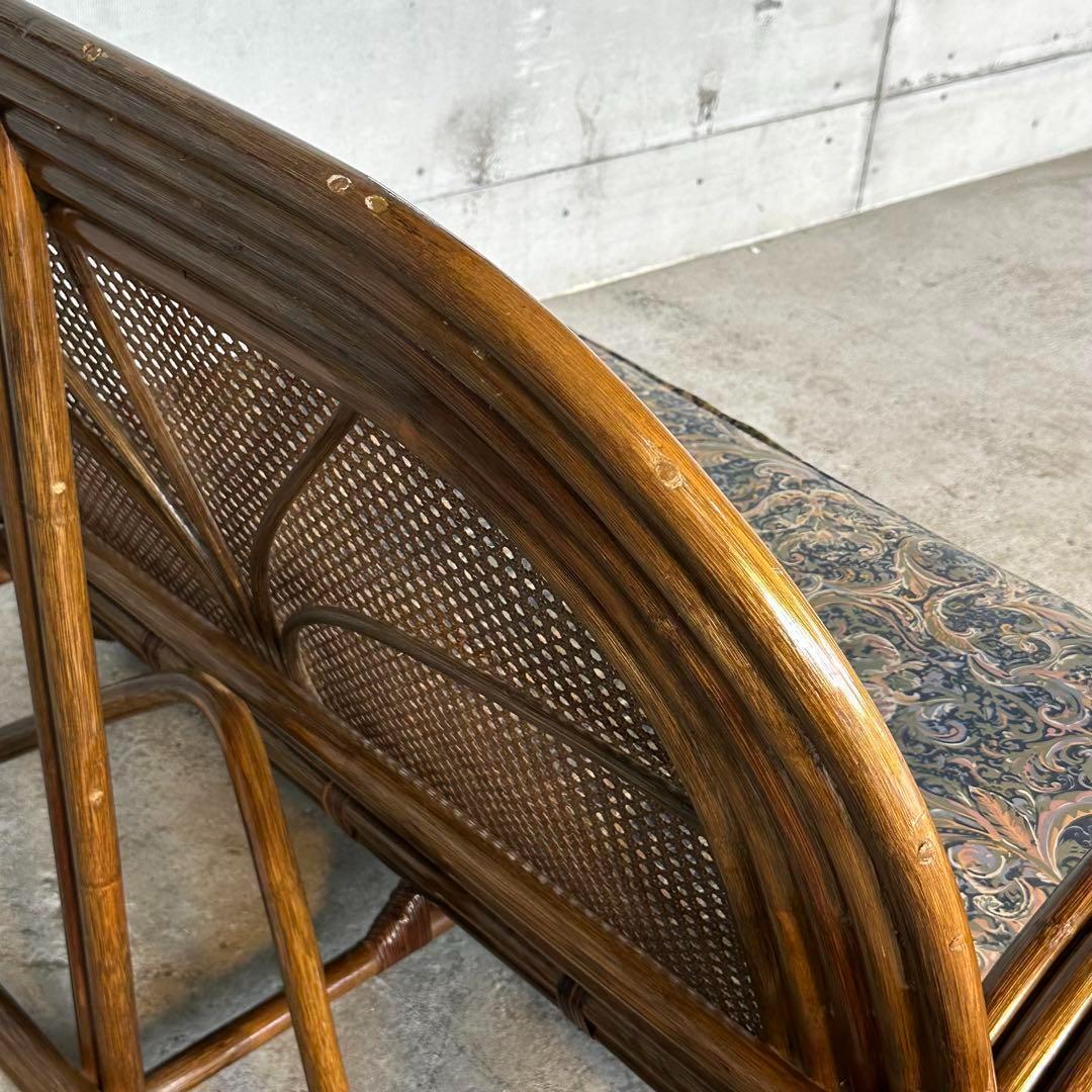 ✿アジアンリゾートポップ✿籐フレーム 2人掛け　ラブソファ　オールドラタン