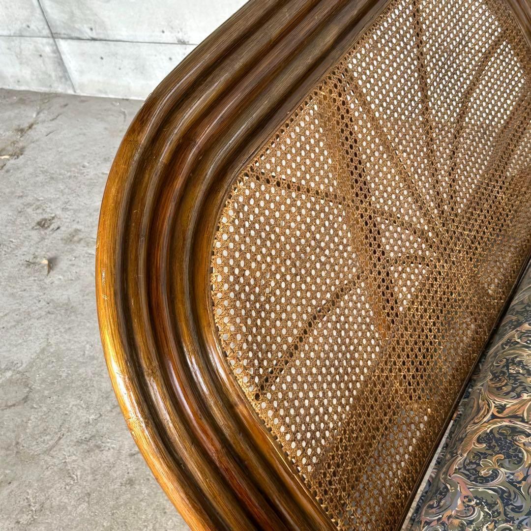 ✿アジアンリゾートポップ✿籐フレーム 2人掛け　ラブソファ　オールドラタン