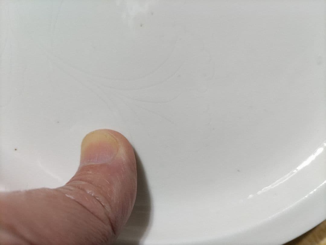 柿右衛門白磁　皿（17.6㎝）陰刻・銀杏　九谷白磁・古伊万里