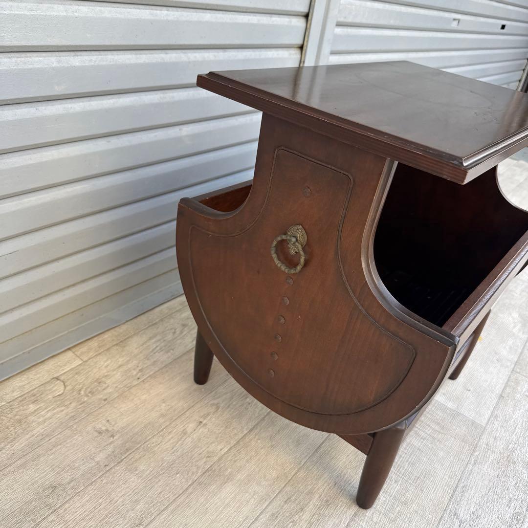 オールドカリモク　サイドテーブル　マガジンラック　花台　昭和レトロ