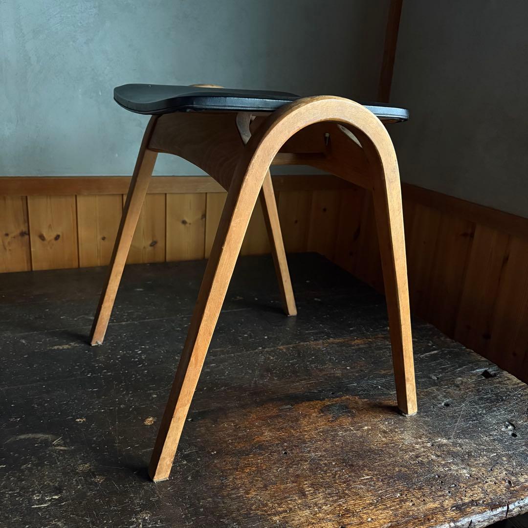 ビンテージ★秋田木工スタッキングスツール　剣持勇 ブラック