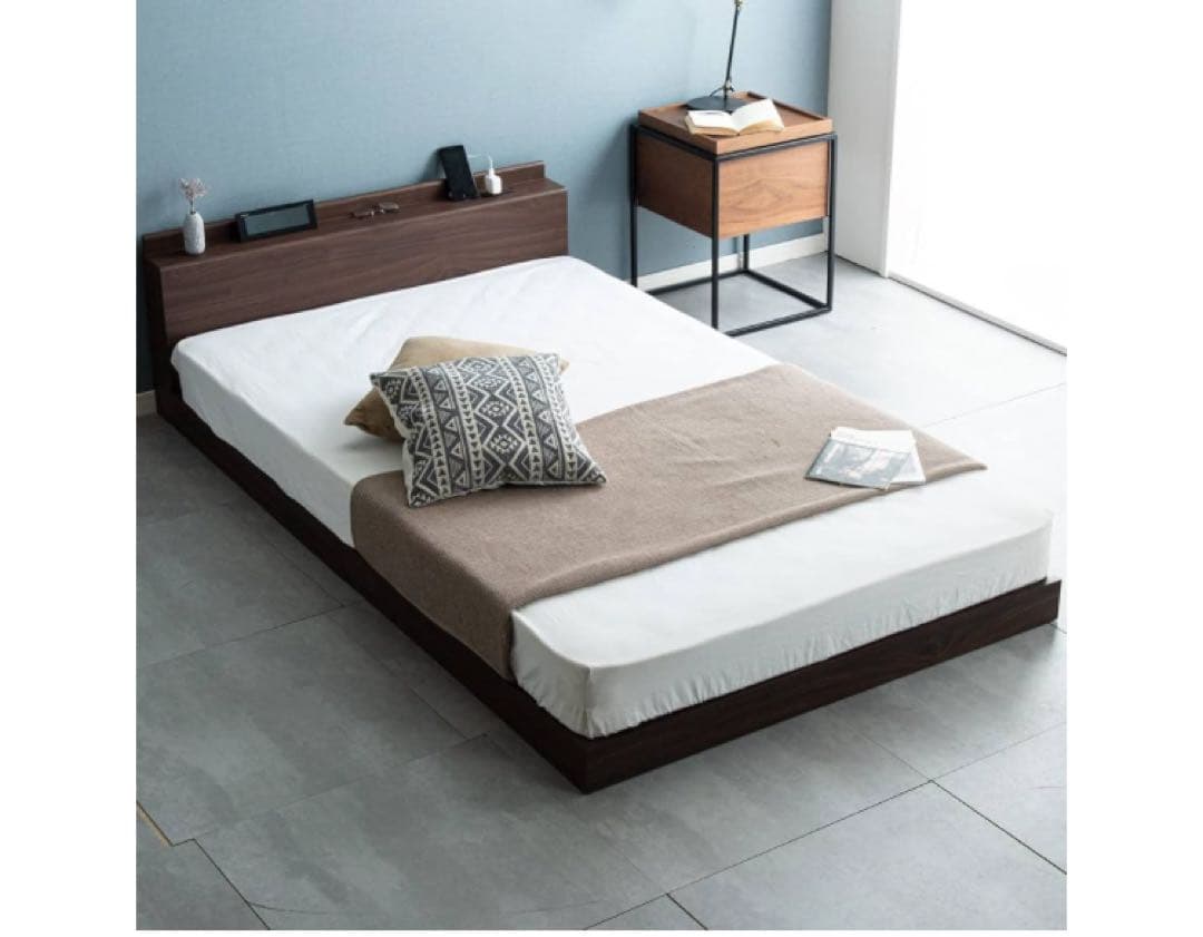 タンスのゲン ローベッド スマホスタンド 宮棚付き すのこ USB コンセント