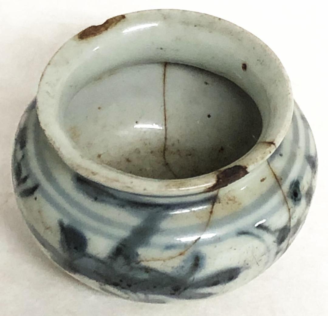 明時代 呉須染付唐草紋様小壷 青花 ウブ品 発掘品焼物 入手困難 WWTT193