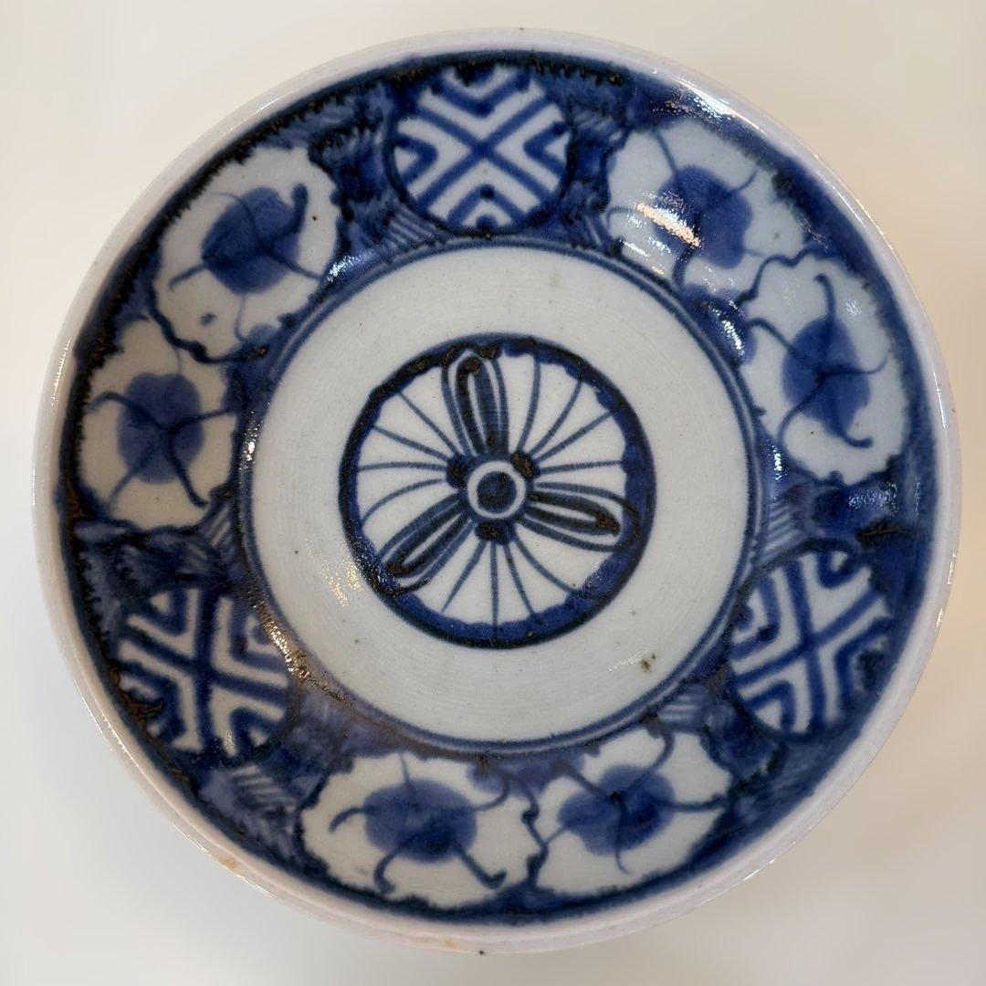 古伊万里 江戸 染付 膾 くらわんか なでしこ 撫子 骨董 アンティーク 皿