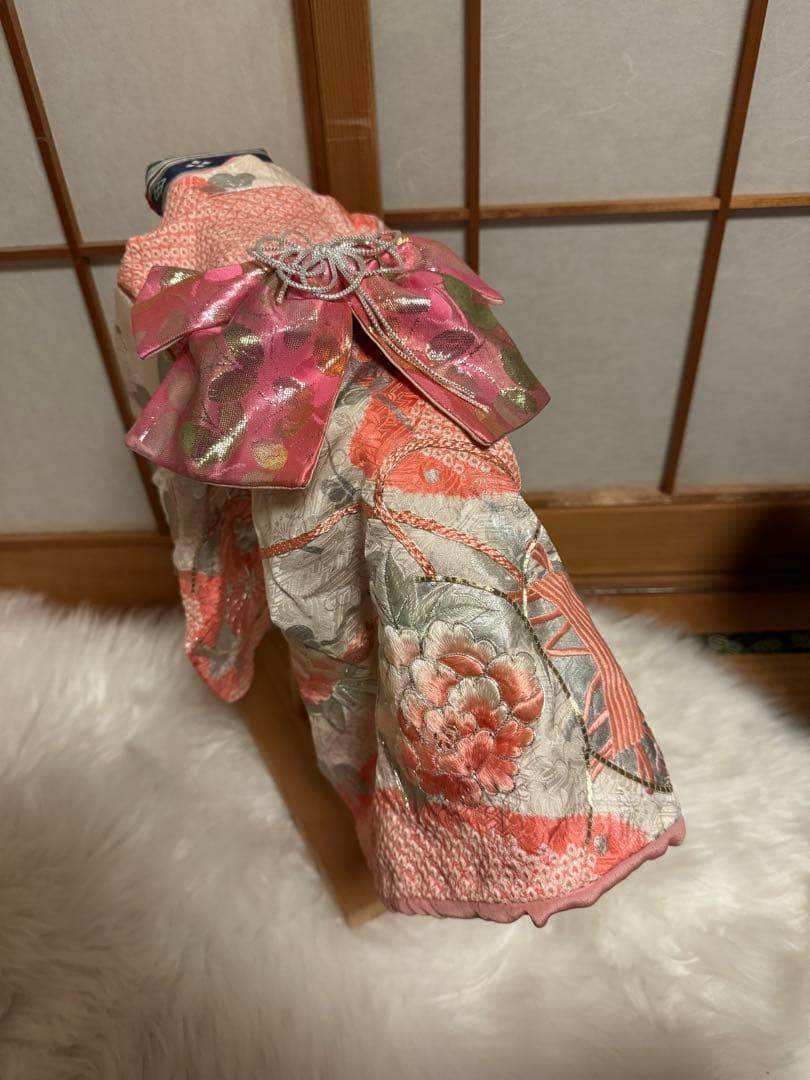 友里亜 犬 着物 SS小型犬用 和風着物 ピンク系 花柄刺繍