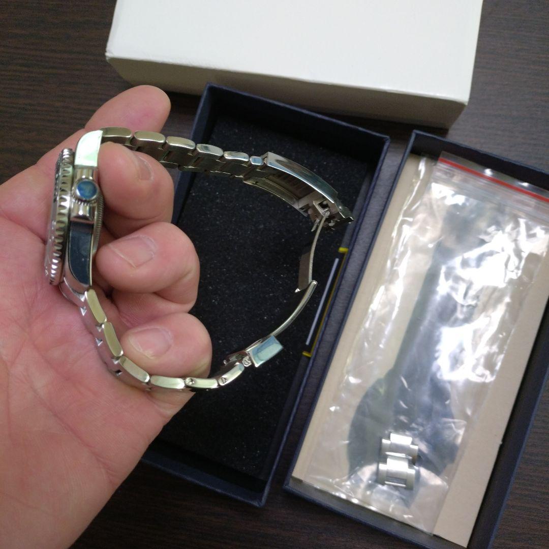 K*パ様 NH70 MOD カスタム 自動巻 腕時計スケルトン シルバー ブルー