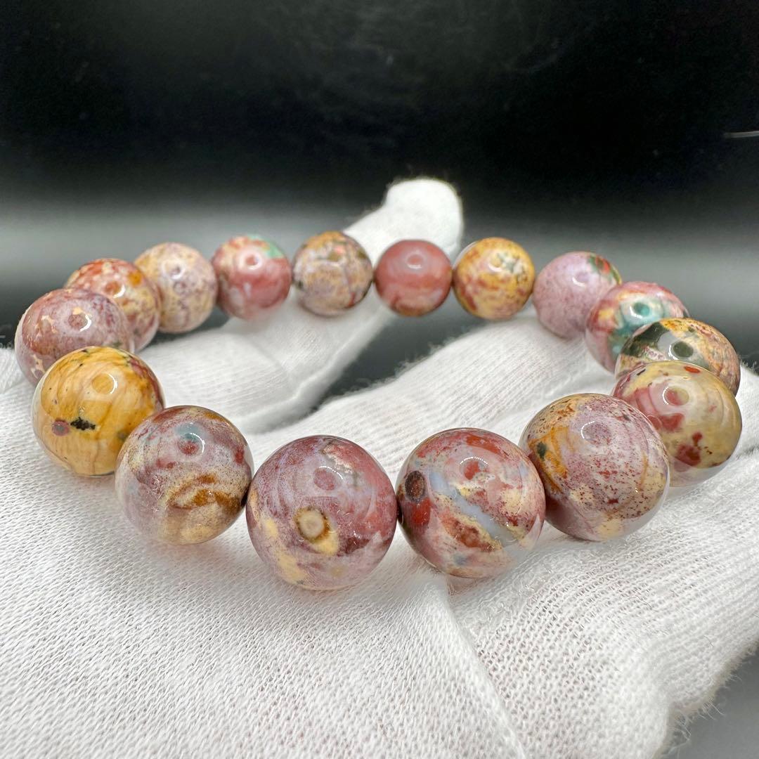 自然が創った芸術！！　オーシャンジャスパー　ブレスレット　③ピンク系