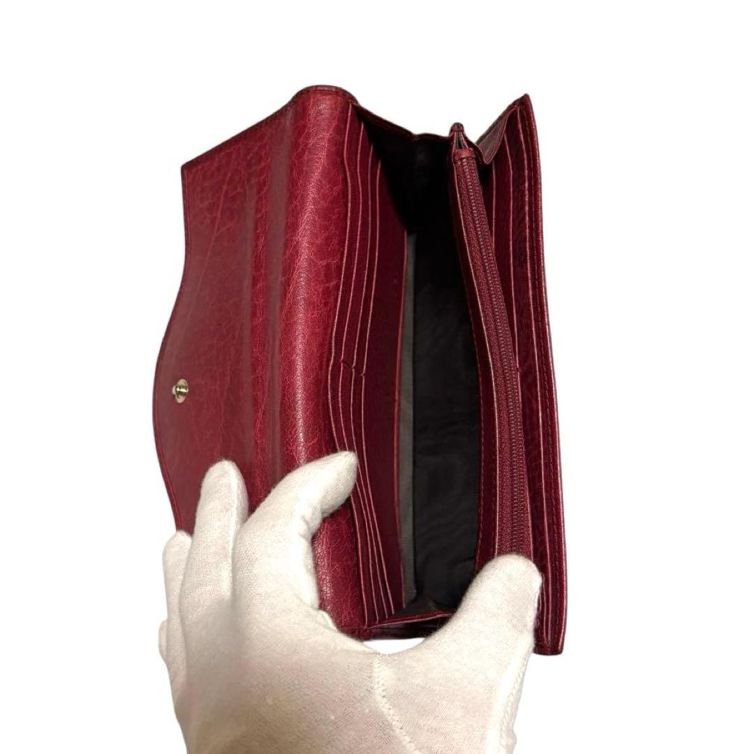 人気　グッチ　長財布　GGシマ　レザー　レッド　GG柄　インターロッキング