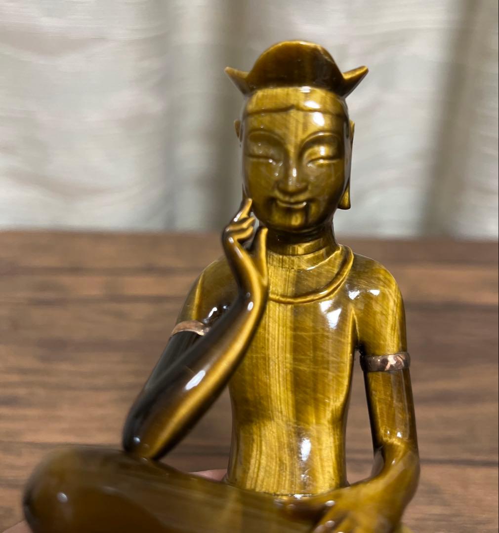 虎目石彫刻　弥勒菩薩　坐像 約12.6㎝