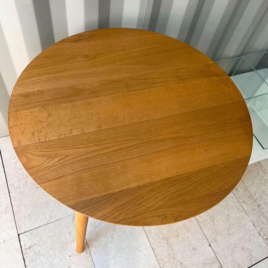 取付無料！IDC大塚家具 シネマ3 W90北欧風天然木円形ダイニングテーブル✨