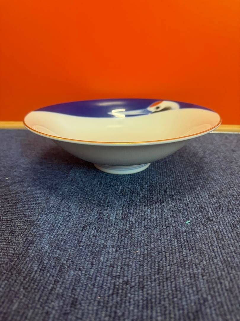 1638 深川製磁　鶴文　菓子鉢　金彩　未使用