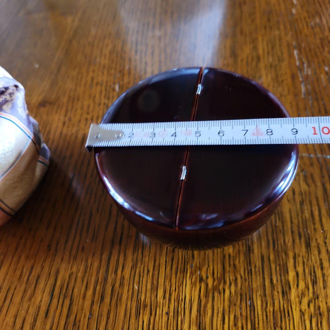 茶道具　割り蓋茶入れ　漆塗り　仕服