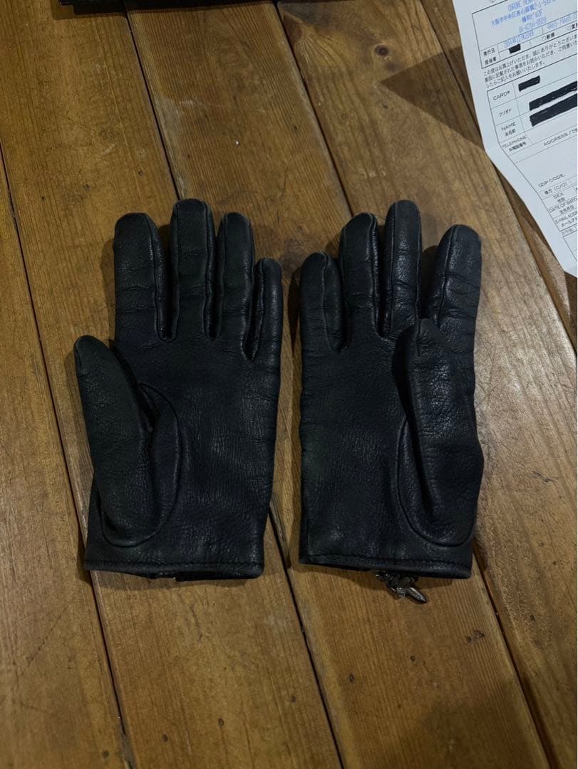 CHROME HEARTS ダガー ジップ レザーグローブ ブラック