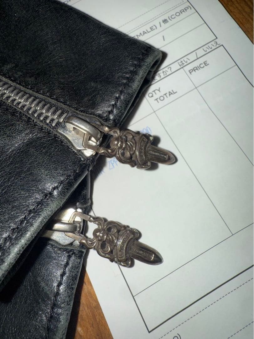 CHROME HEARTS ダガー ジップ レザーグローブ ブラック