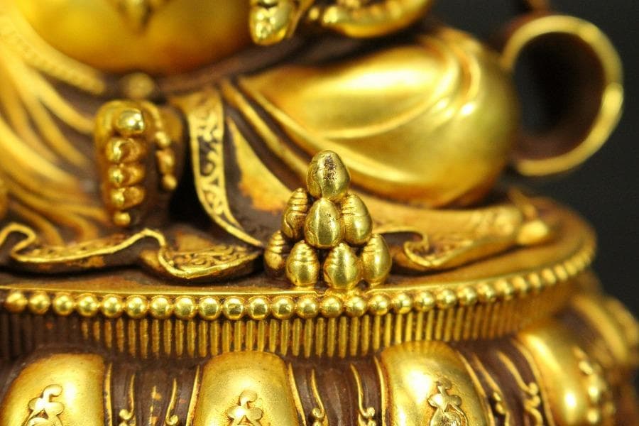 中国美術 銅鍍金黄財寶天王 永楽年製 文字 チベット仏 仏教(HA526)