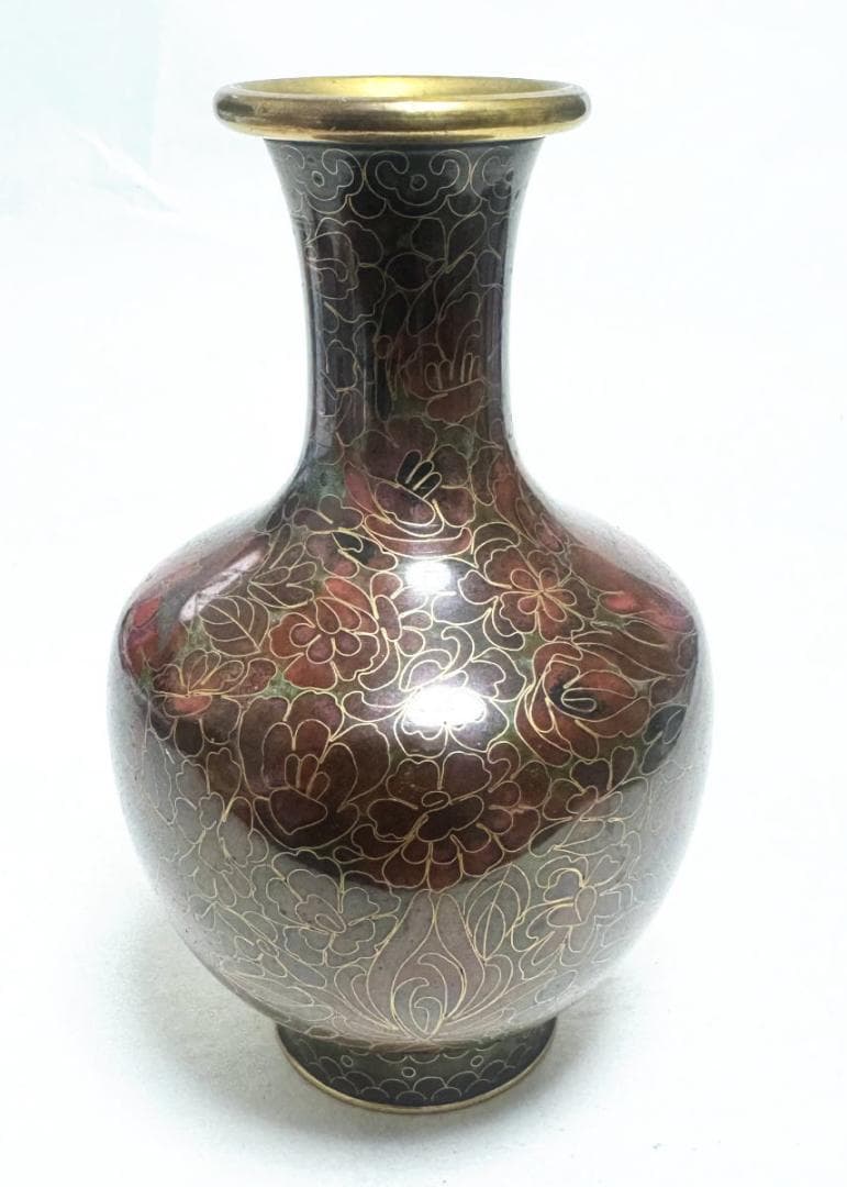 琺琅彩 七宝花紋瓶 七宝焼 一輪生 銅製 時代物 唐物 骨董 WWST019