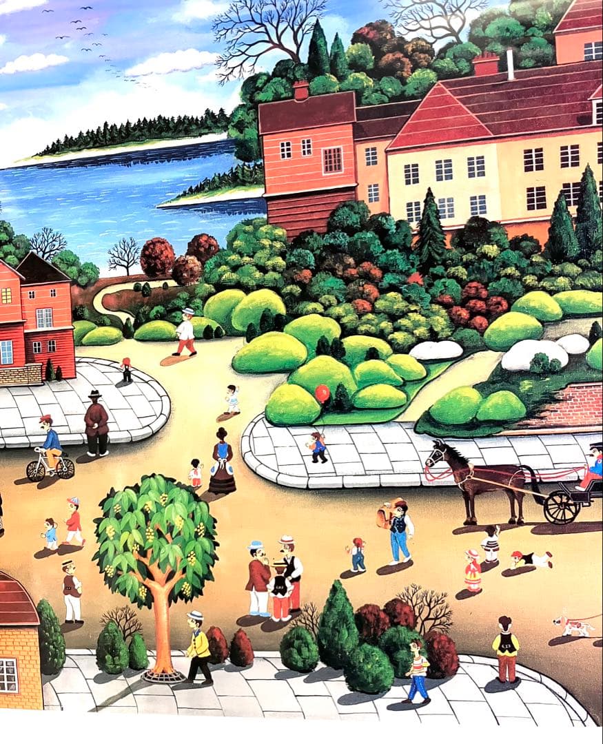 B. KASHIWA リトグラフ 風景画 フレーム付き「南仏のリゾート」