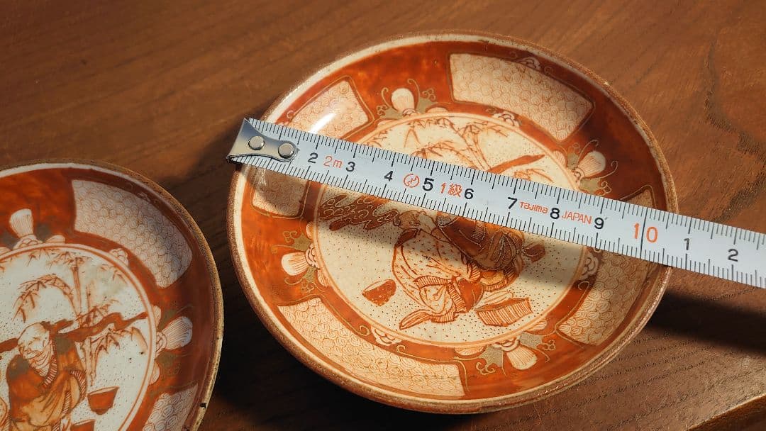 九谷焼　赤絵　小野窯　宮本屋窯　飯田屋　アンティーク九谷焼　蔵出し　2客