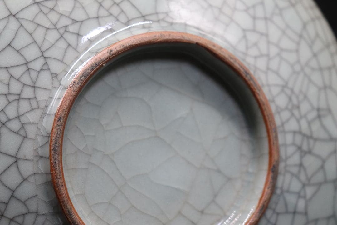 ひび焼　カワセミ紋大皿　送料込み251027