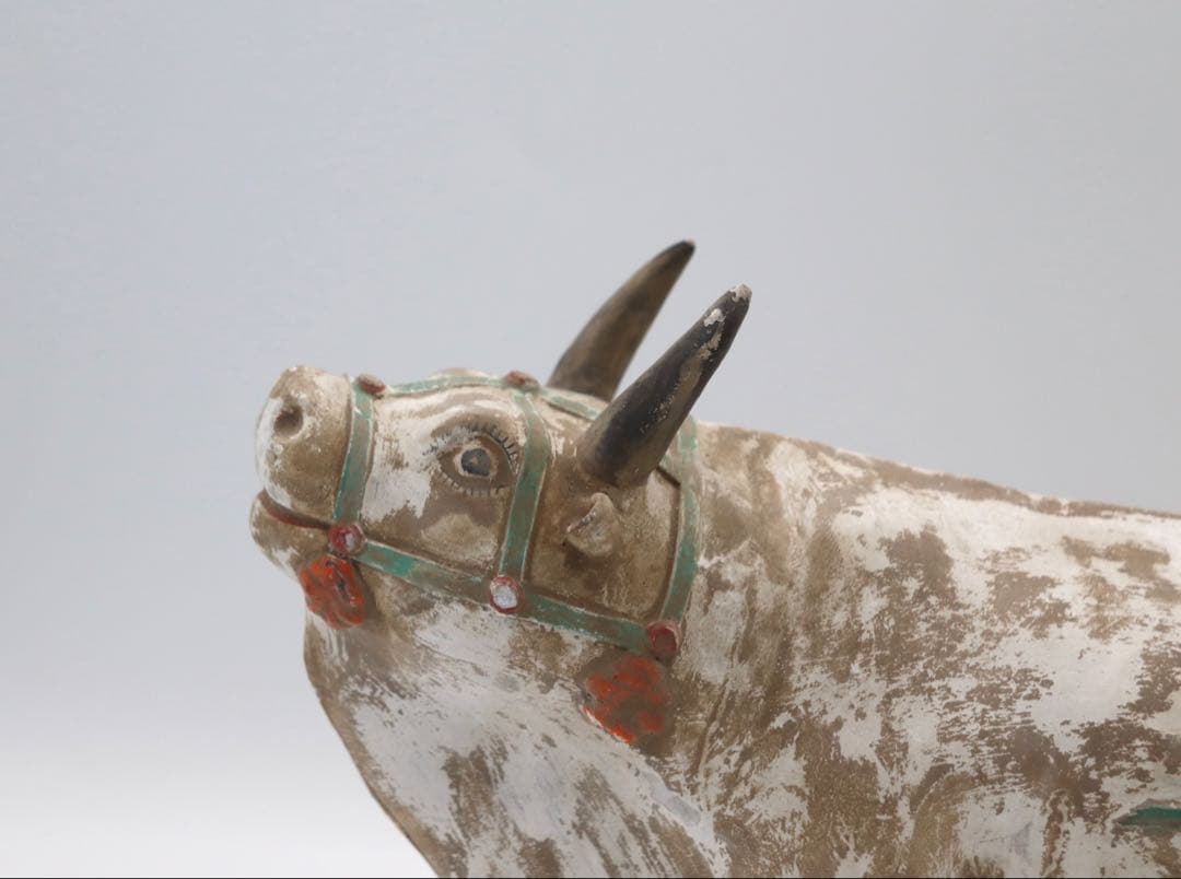 中国　漢時代　加彩陶器　牛　送料込み1218