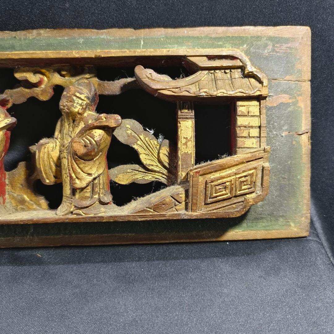 中国清朝骨董 欄間 木彫人物文 古美術 時代物旧家蔵出 蒐集家放出 アンティーク